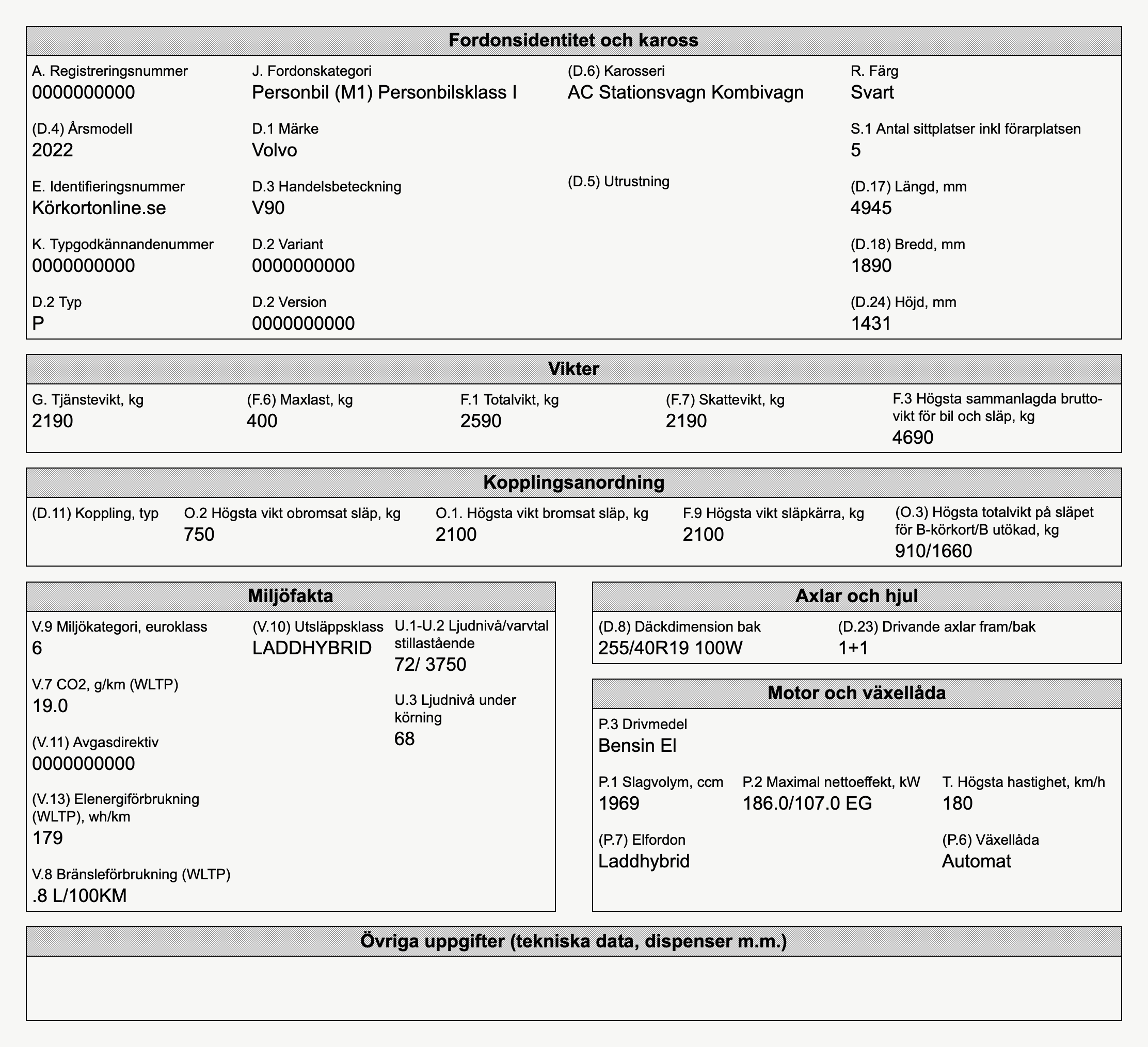 car registration certificate